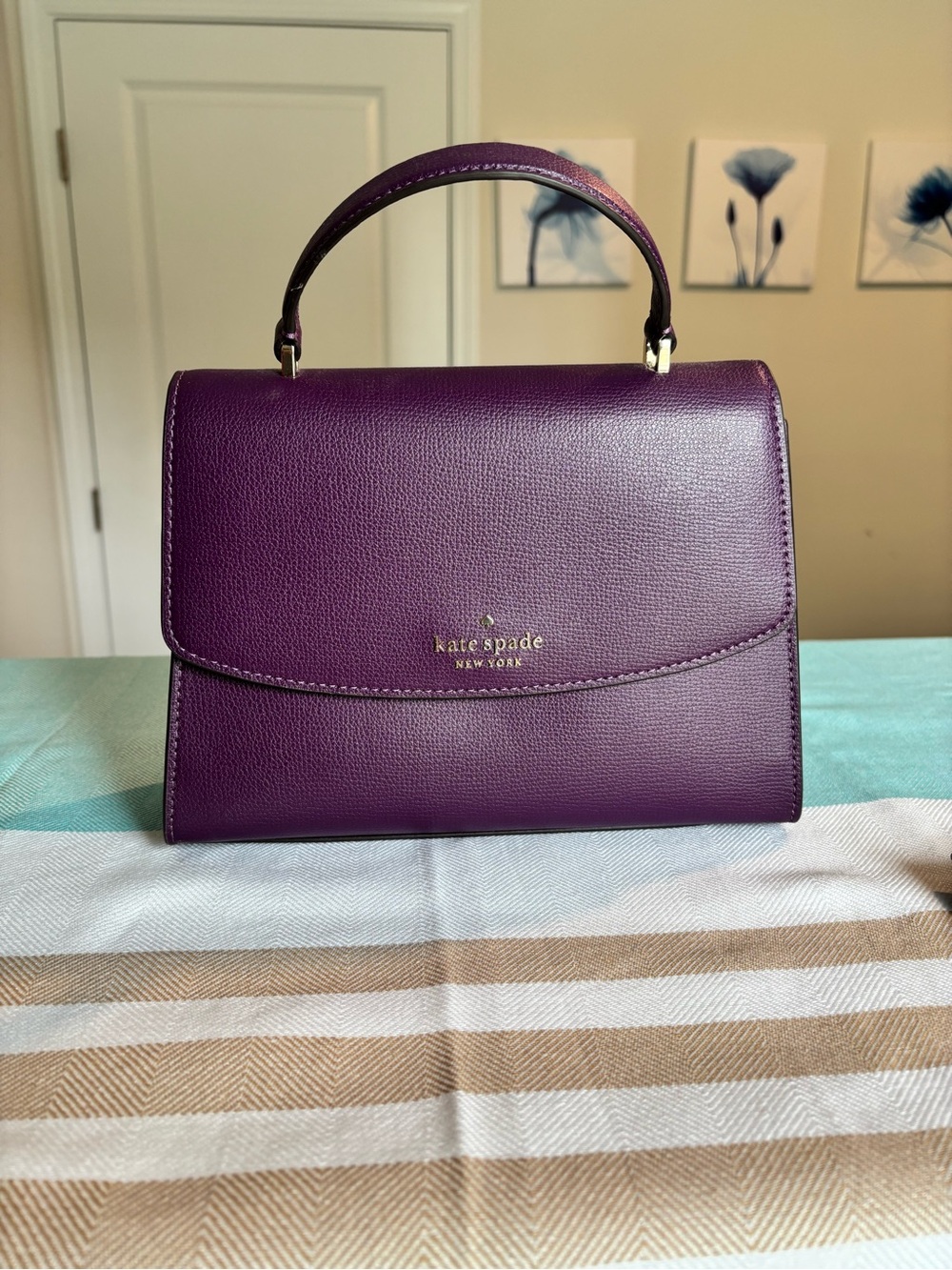 Kate Spade Darcy Top Handle Satchel Ripe Plum Leather Crossbody - Picture 2 of 10